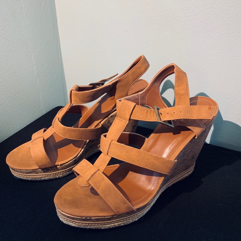 ‘Call it Spring’ Tan Wedge Sandal size 11